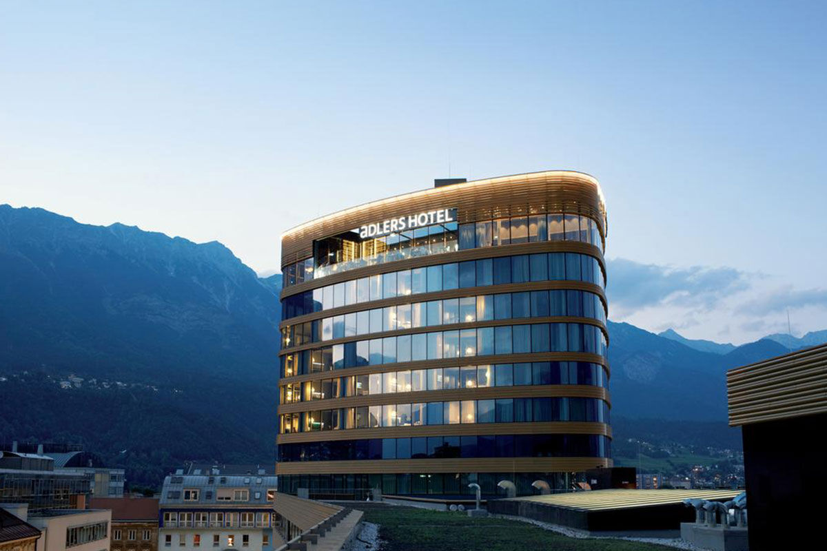 <b>Adlers Hotel Innsbruck</b> - Enjoy panoramic views of the city and Tyrolean Alps from this alpine-urban styled hotel in downtown Innsbruck. With newly designed rooms, a Turkish steam bath and sleek rooftop terrace, guests are rejuvenated to venture out and explore.