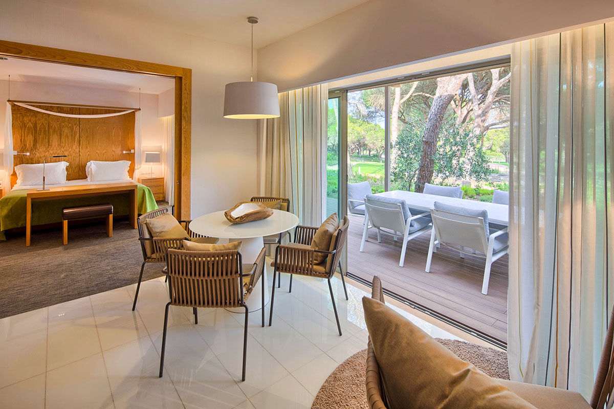 <b>Epic Sana Algarve, Albufeira</b> - Wander 7 minutes down to Praia da Falesia beach in the morning, play some tennis in the afternoon, cool off at one of 3 outdoor pools in the evening, and spend the night sipping cocktails while watching the live entertainment perform. This is a typical day at Epic Sana Algarve, where guests appreciate the ultra-modern exteriors and upscale interiors.