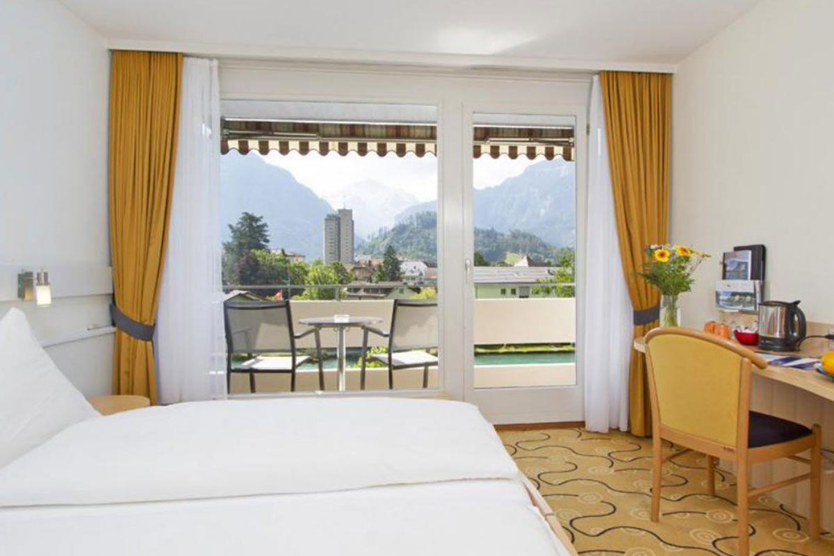 <b>Aparthotel Goldey, Interlaken</b> - Sitting on the banks of the River Aare, this boutique hotel rests with the backdrop of the mountainous skyline. The bar features a fireplace, the rooms are cozy and comfortable, and the garden features a terrace to take in the views.