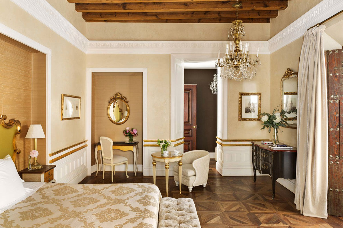 <b>Casa 1800 Sevilla</b> - Just a 2-minute walk from the Catedral de Sevilla, this 1864 mansion is ornate and sophisticated with a neutral toned palette. There’s a rooftop terrace with panoramic city views as well as a complimentary afternoon tea for guests to enjoy.