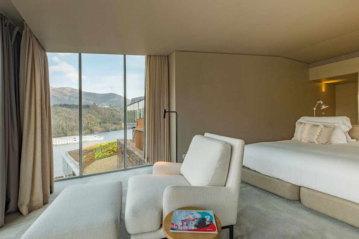 <b>Douro41 Hotel & Spa, Castelo de Paiva</b> - Set on the southern end of the Duoro River, this contemporary hotel uses its stonework, neutral palette, and minimalist décor to coerce guests into nature. With lots of light, panoramic views and an attention to detail, the Douro41 Hotel and Spa is a blank canvas for travelers to jump start their creativity and wellbeing.