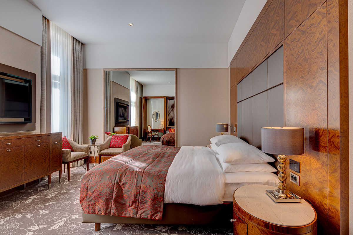 <b>Palais Hansen Kempinski</b> - Within an 1873 building, this lavish hotel has soaring ceilings in the lobby lounge, a sleek bar with black leather seating, and an indoor pool with trendy technicolor lighting. The décor is a mix between modern and traditional Viennese styles and the dining area features a vertical wall garden.