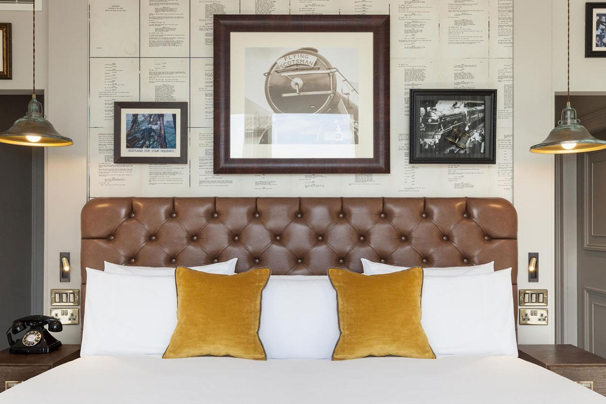 <b>Hotel Indigo Princes Street</b> - Close to museums and castles, this genteel hotel features dark wood, leather and aged photographs throughout, making you feel like you stepped into a moody upscale pub for a delicate cocktail. With tufted furnishings and modern touches, the Hotel Indigo Princes Street is the perfect match of traditional period pieces and contemporary details.