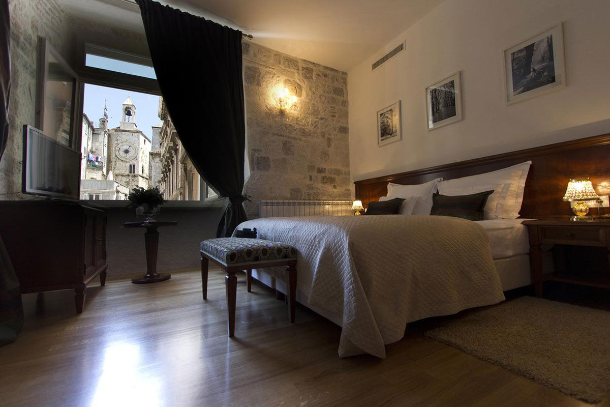 <b>Palace Judita Heritage Hotel</b> - Set on the lively 13th century Pjaca Square and housed in a 16th century palace, this boutique hotel has character and charm. The courtyard is home to lush plants and bistro tables, the restaurant is cozy with a fireplace and chandeliers, and the rooms feature wood floors, exposed beams and stone walls.