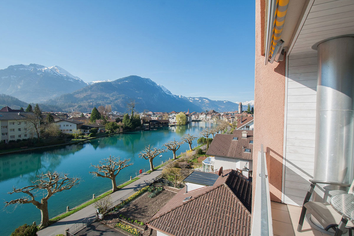<b>Aparthotel Goldey, Interlaken</b> - Sitting on the banks of the River Aare, this boutique hotel rests with the backdrop of the mountainous skyline. The bar features a fireplace, the rooms are cozy and comfortable, and the garden features a terrace to take in the views.