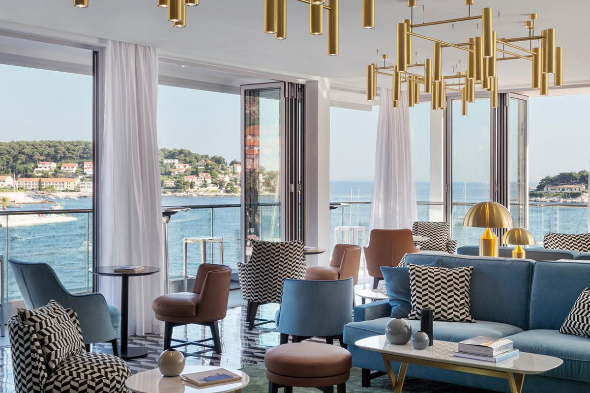 <b>Adriana Spa Hotel, Hvar</b> - With clean lines, geometric patterns and clever light fixtures, the Adriana Spa Hotel is design-focused with features that include a rooftop saltwater pool, Butchery&Wine restaurant as well as yoga classes offered to guests. Only a 4-minute walk to the Hvar Cathedral and 11-minutes’ stroll to the Spanish Fortress, this deluxe hotel is both stylish and central to the historic sights.