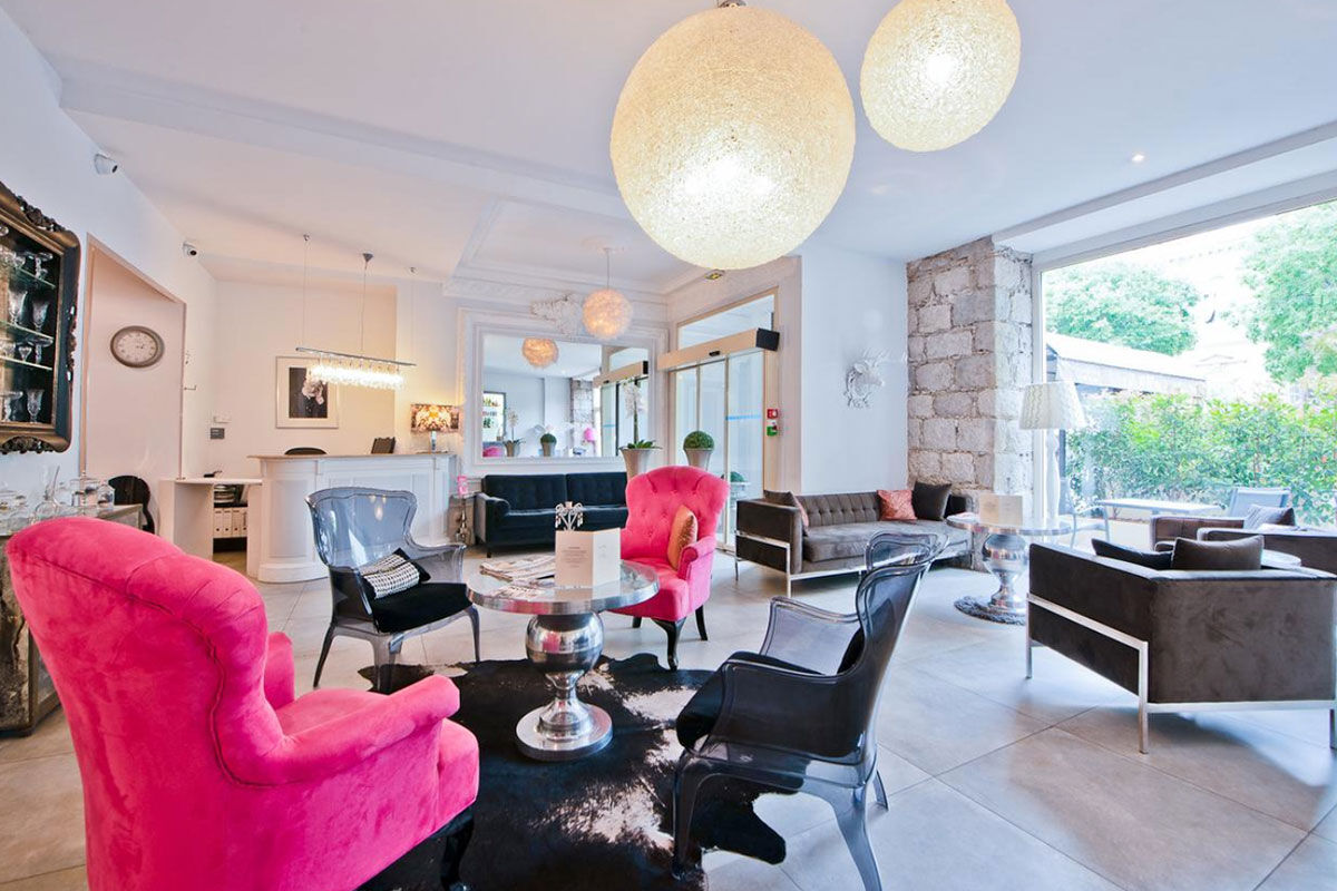 <b>Hotel La Villa Nice Victor Hugo, Nice</b> - This flashy boutique hotel is set in a belle epoque building and is less than 10 minutes to the Place Massena, Promenade des Anglais and the beach. The lounge has pink velvet chairs, fur rugs and a tempting bar for your glamorous stay.