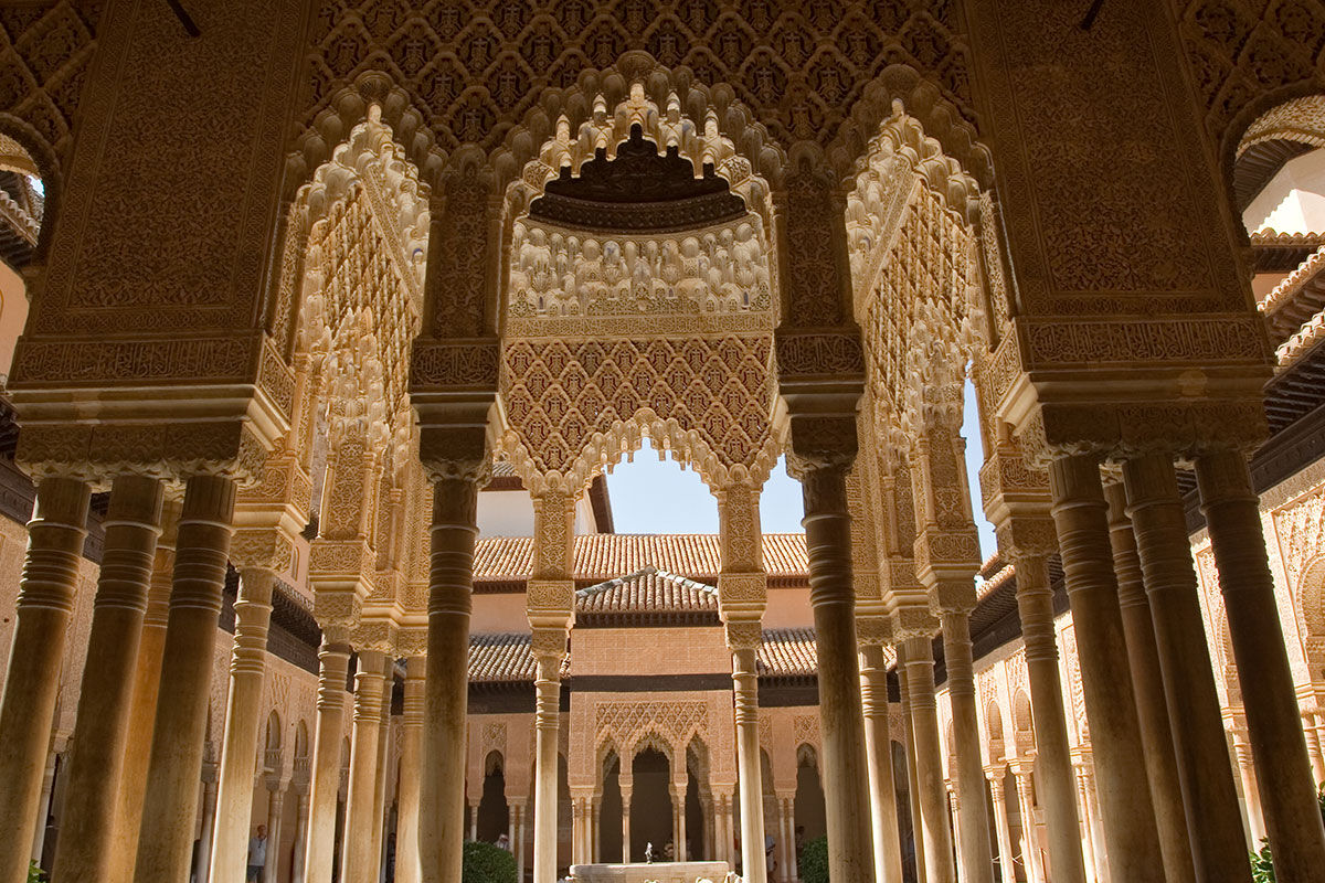 <b>Hospes Palacio de los Patos</b> - Traditional meets modern at the Hospes Palacio de los Patos. The hotel itself is housed in two buildings: one 19th century palace and one contemporary designer structure. With a sleek restaurant and terrace, guests are surprised and pleased to see original floor mosaics and ceiling murals throughout.