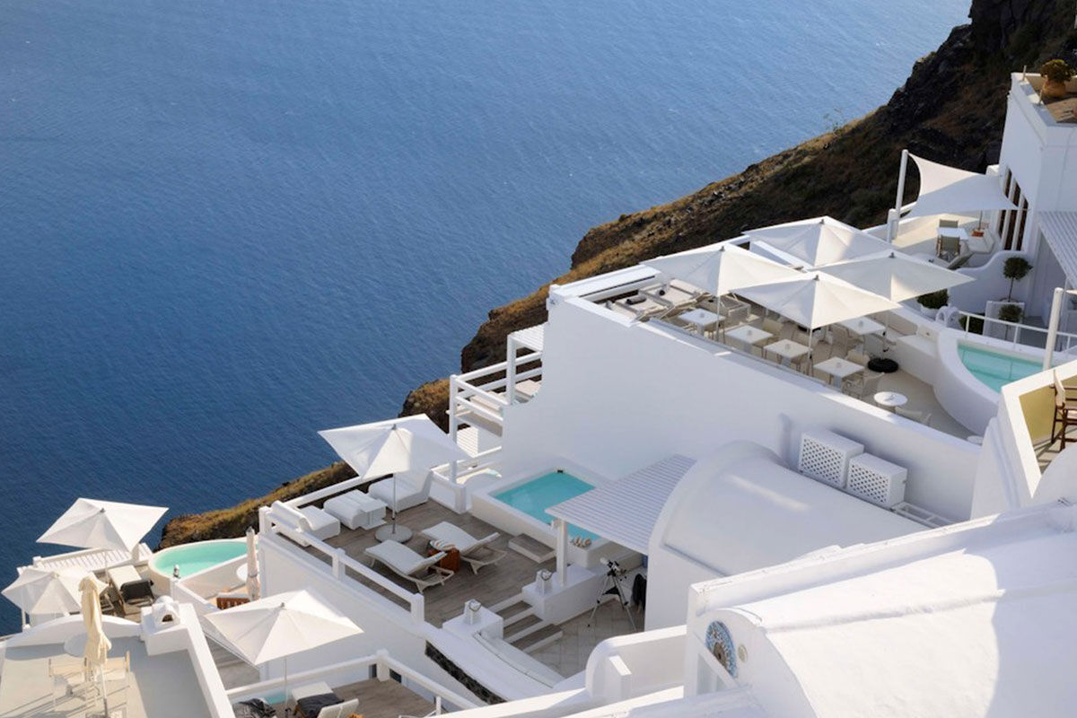 <b>Aqua Suites, Imerovigli</b> - Nestled within the settlement of Imerovigli, the Aqua Suites are removed from the noisy town center but have access to the major sights and attractions Santorini has to offer. With panoramic views of the caldera and volcano, this boutique luxury hotel invites you to experience a sanctuary of tranquility and bliss.