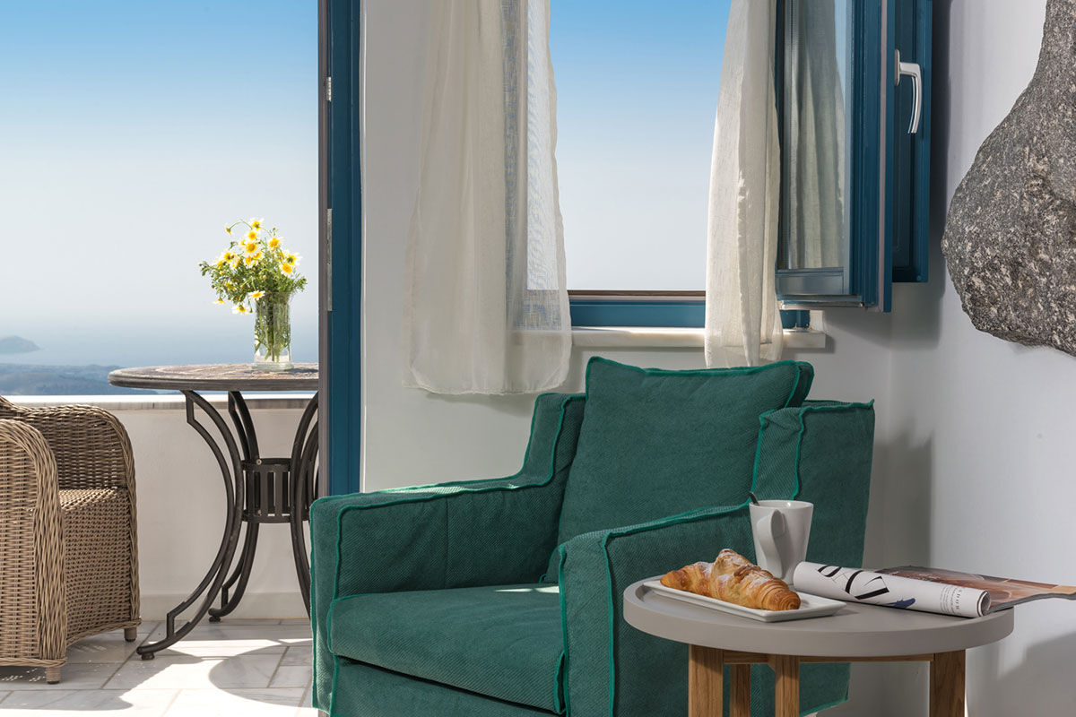 <b>Anteliz, Fira</b> - Airy and elegant with the essence of Theran design, the Anteliz Suites are perched on a hilltop overlooking the Aegean Sea. Close to the town of Fira, this boutique hotel offers panoramic views from the terrace where you can drift in the pool or relax in the hydro-massage hot tub.