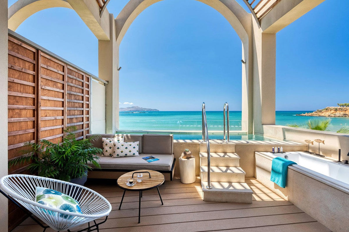 <b>Domes Noruz Chania, Autograph Collection, Chania</b> - This adults-only lifestyle resort is a dreamy seaside oasis for the cosmopolitan traveler. With modern Greek design, and views of Agioi Apostoli Beach at every turn, guests can stimulate their senses and awaken their curiosity. A short taxi ride delivers guests to the lively, yet sophisticated town of Chania.