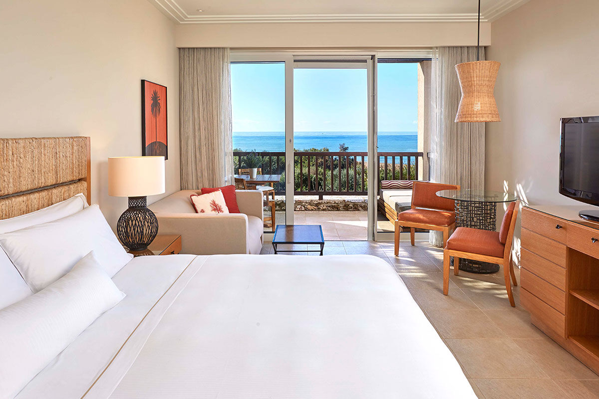 <b>The Westin Costa Navarino, Pilos</b> - This wellness hotel is comprised of a series of stone buildings inspired by local mansions. It’s a plush beachfront resort that is home to multiple restaurants and bars, indoor and outdoor pools, sports courts, a golf course and a water park all on site.