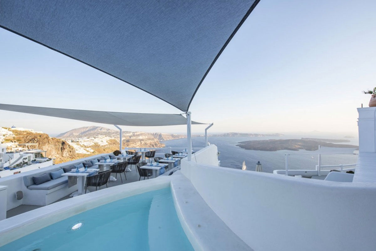 <b>Aqua Suites, Imerovigli</b> - Nestled within the settlement of Imerovigli, the Aqua Suites are removed from the noisy town center but have access to the major sights and attractions Santorini has to offer. With panoramic views of the caldera and volcano, this boutique luxury hotel invites you to experience a sanctuary of tranquility and bliss.