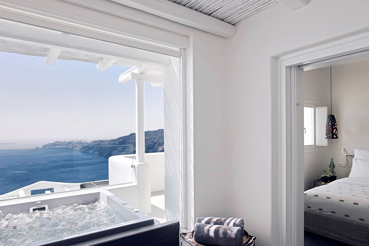 <b>Cavo Tagoo, Imerovigli</b> - Secluded on the hillside, the polished suites offered by the Cavo Tagoo have views of the Aegean Sea and Santorini caldera. Set next to the infinity pool, an airy bar and gourmet restaurant are ready for when you’re feeling peckish.