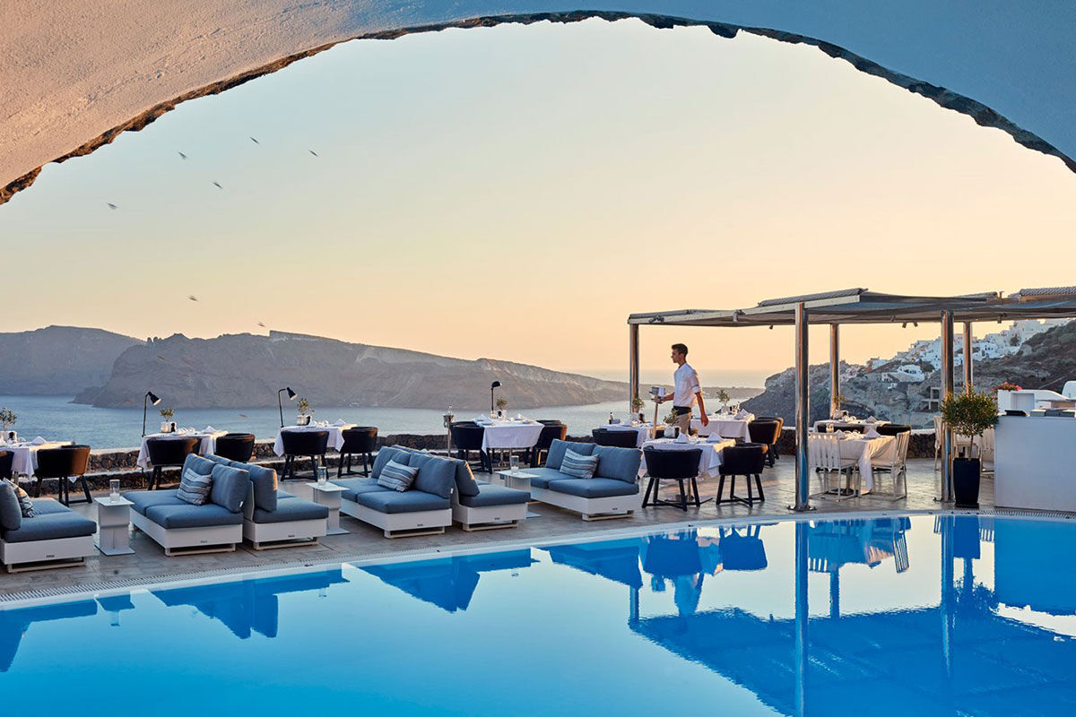 <b>Canaves Oia Suites, Oia</b> - Enveloped by the emerald Aegean and dramatic beauty of Santorini, the Canaves Oia Suites invites guests seeking luxury and elegance with modern furnishings and Caldera views. The Petra Restaurant & Bar serves Greek cuisine with a creative twist and the spa hosts yoga classes for the mindful traveler.