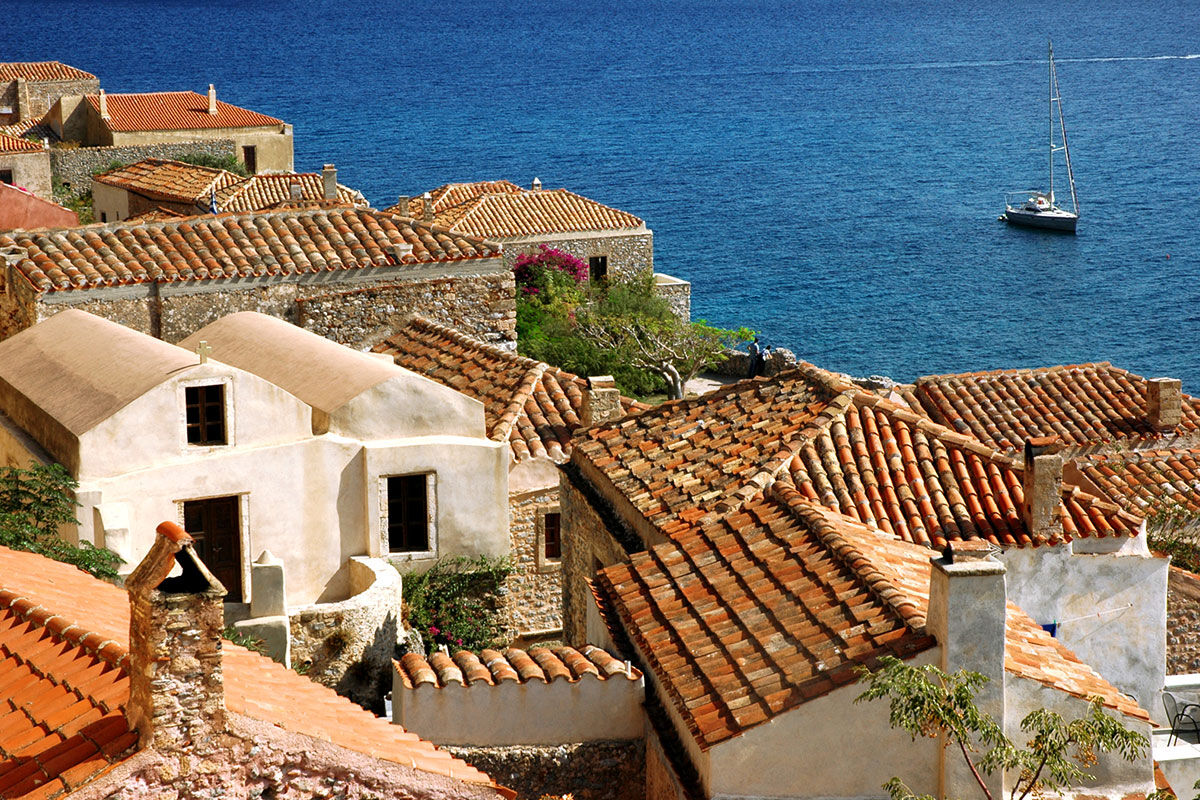 <b>Kinsterna, Monemvasia</b> - Set on a hilltop overlooking the Aegean Sea, this upscale hotel embraces guests with its stone walls, vine-covered terraces and lush Mediterranean gardens that are filled will citrus trees. Within this fairytale historic mansion, there are two pools, three restaurants and a sauna/steam room as well as café, bar, and kids’ playground.