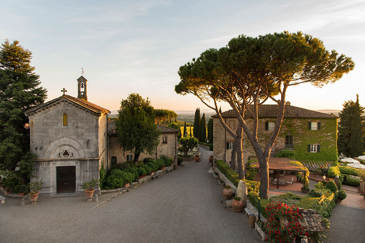 <b>Borgo San Felice</b> - Surrounded by vineyards and olive groves, Borgo San Felice is a restored 8th century building with stone walls, terracotta floors and exposed beams for your visual pleasure. This 5-star wine resort also features a piano bar with a fireplace, two restaurants, tennis courts, pool and sauna. Luxury and authenticity at its finest.