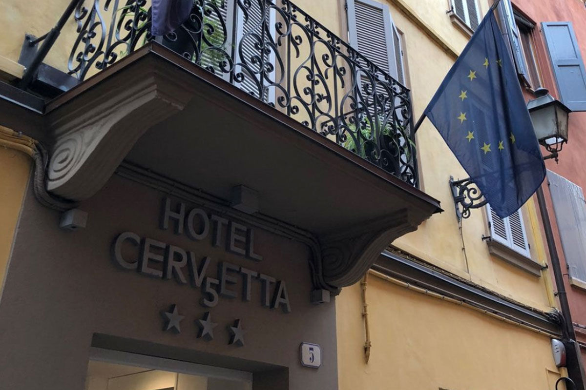 <b>Hotel Cervetta 5, Modena</b> - Find this stylish boutique hotel on a quiet cobblestone street just minutes from Modena Cathedral. With painted wallpaper and an acute attention to detail the Hotel Cervetta 5 charms guests with cozy comfort — a home away from home.