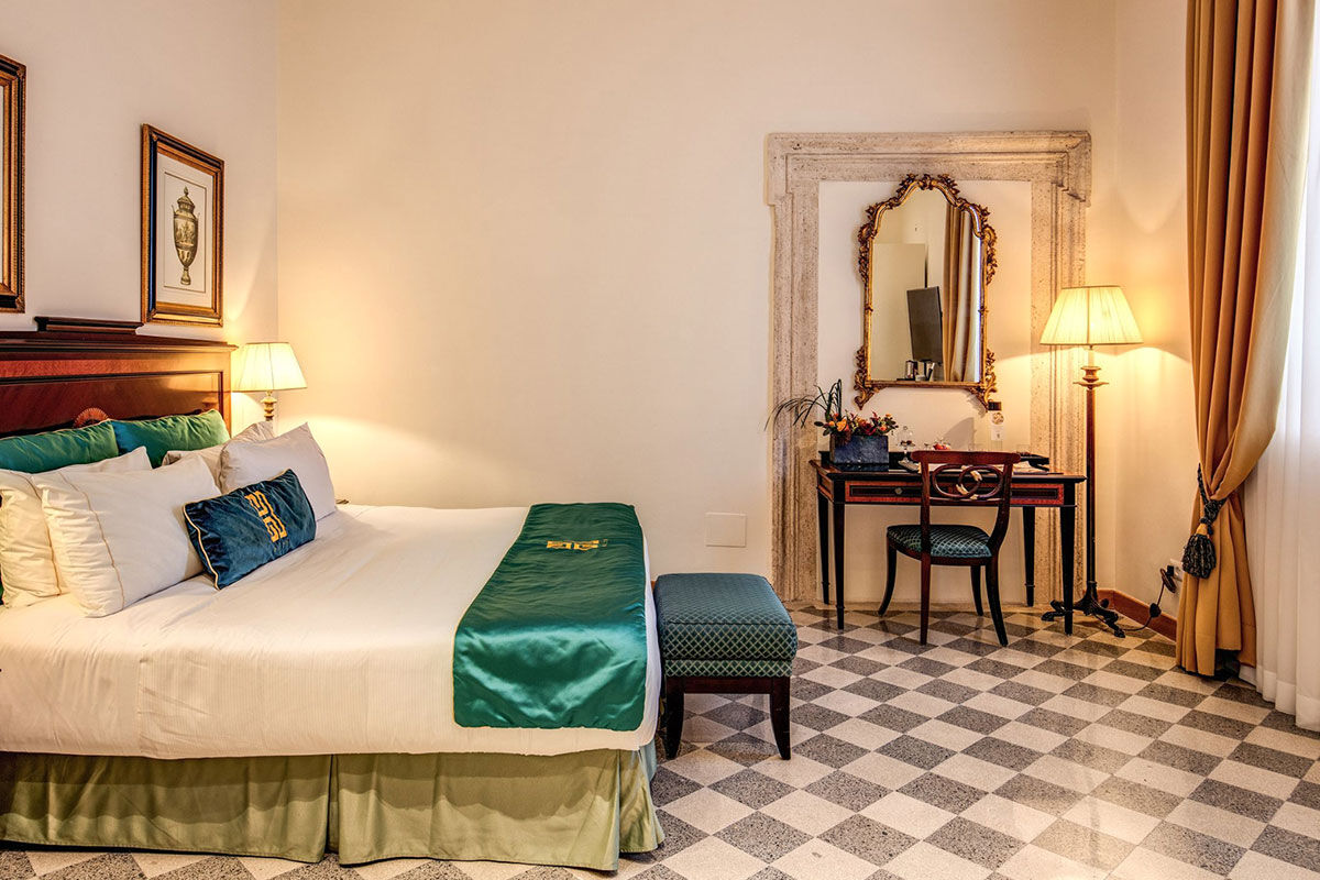 <b>Eitch Borromini</b> - Experience ‘living history’ at this polished hotel set within a 17th century palace and only a block away from iconic Piazza Navona. Sleep under the frescoes, dine in front of the Fountain of the Four Rivers by Bernini, and enjoy cocktails to the sound of the bells in Santa Agnese church.