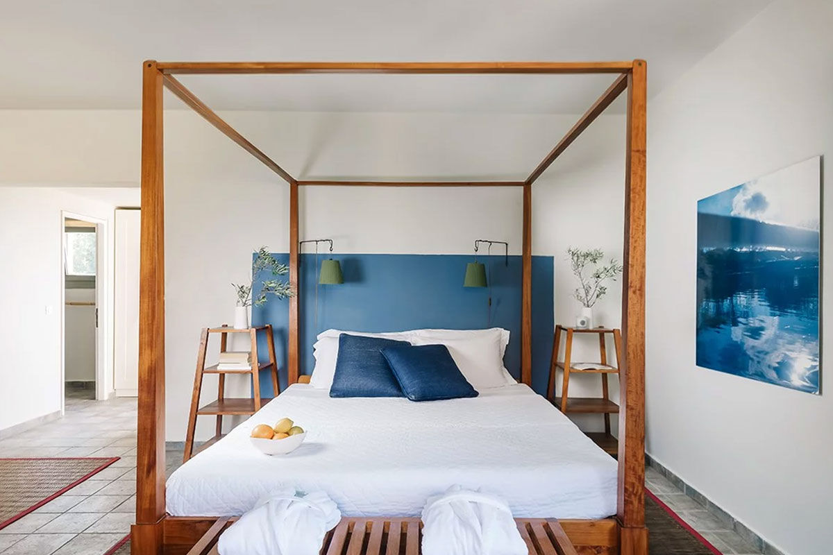 <b>Emelisse Art Hotel, Kefalonia</b> - With chunky teak furniture and neutral coloring, minimalist rooms in the Emelisse Art Hotel are charming, comfortable and have spanning sea views. The villas are nestled into landscaped grounds and feature tennis courts and swimming pools as well as an open-air cinema, and private rocky beach for guests to enjoy.