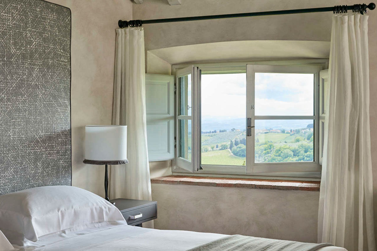 <b>COMO Castello Del Nero</b> - At this 12th century castle, take in the vast 740 acres of rolling countryside and notice the detailed medieval frescos, murals and stonework. With a wine cellar and swanky pool, the COMO Castello Del Nero has a cosmopolitan style with a classic Tuscan feel.