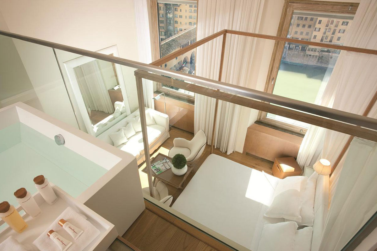 <b>Continentale</b> - Like a breath of fresh air, this airy and minimalist hotel sits akin to the Ponte Vecchio, making it walkable to nearly everywhere in Florence. With their panoramic La Terrazza rooftop bar and witty styling notes, this modern hotel will keep you on your toes.