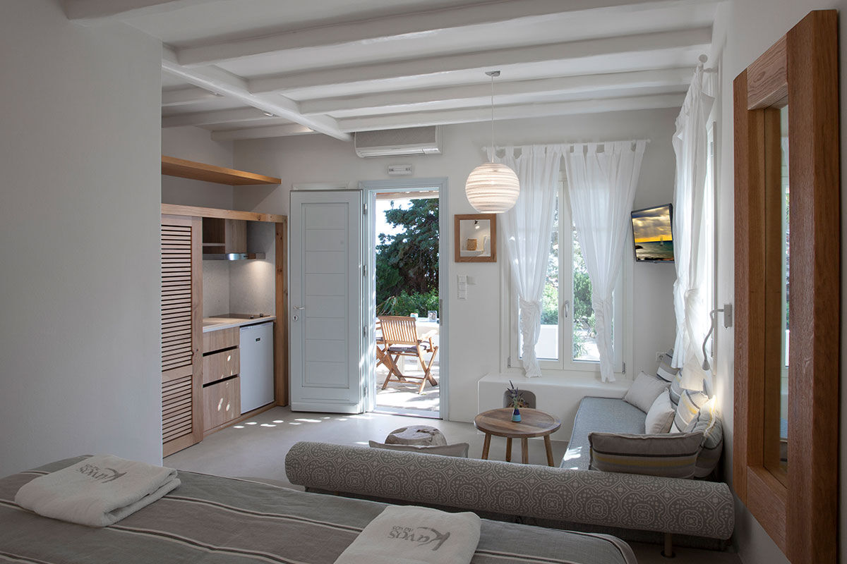 <b>Kavos Boutique Hotel Naxos, Agios Prokopios</b> - Surrounded by lush, landscaped gardens, Kavos Boutique hotel is a 13-minute walk for guests to explore the famed Agios Prokopios Beach. The rooms have a cool, modern feel with a rustic edge, and the main terrace has a pool, relaxed restaurant and bar.