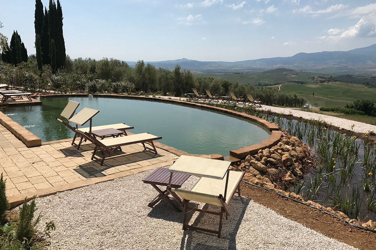 <b>A440</b> - With a unique view of the Val d’Orcia, A440 welcomes guests to an eco-friendly retreat. Immerse yourself in the natural pool, walk the path of Santa Caterina, or enjoy dining al fresco on the terrace.