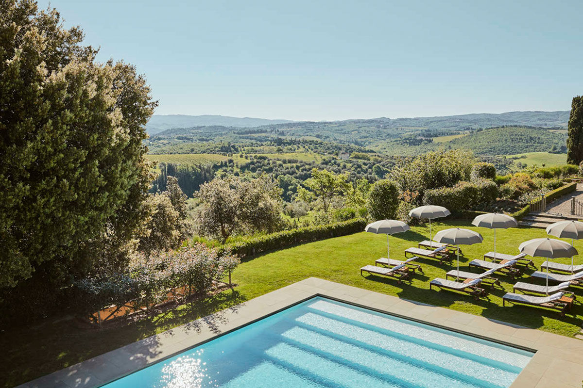 <b>COMO Castello Del Nero</b> - At this 12th century castle, take in the vast 740 acres of rolling countryside and notice the detailed medieval frescos, murals and stonework. With a wine cellar and swanky pool, the COMO Castello Del Nero has a cosmopolitan style with a classic Tuscan feel.