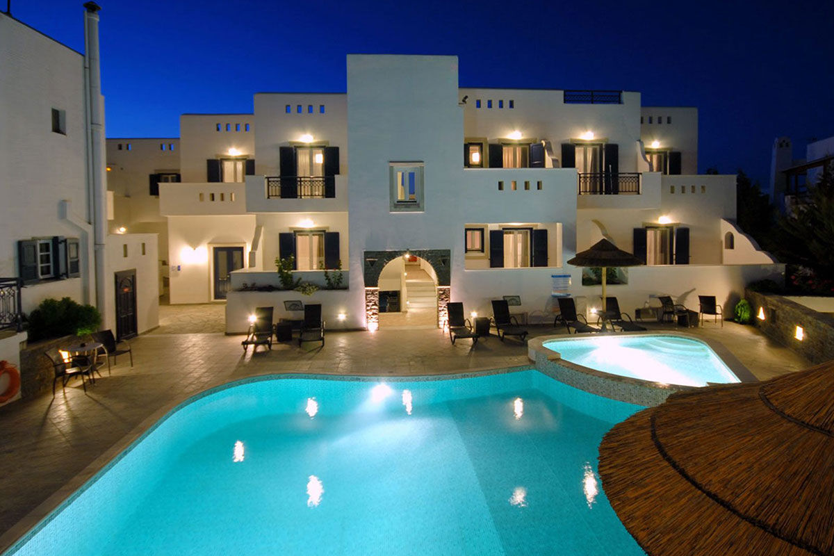 <b>Hotel Liana, Agios Prokopios</b> - This relaxed hotel sits facing Agios Prokopios Beach and features a casual restaurant with a terrace, an open-air bar, along with a pool and spa with a hammam. Guests enjoy exclusive access to their private section of one of Naxos’s most famous beaches.