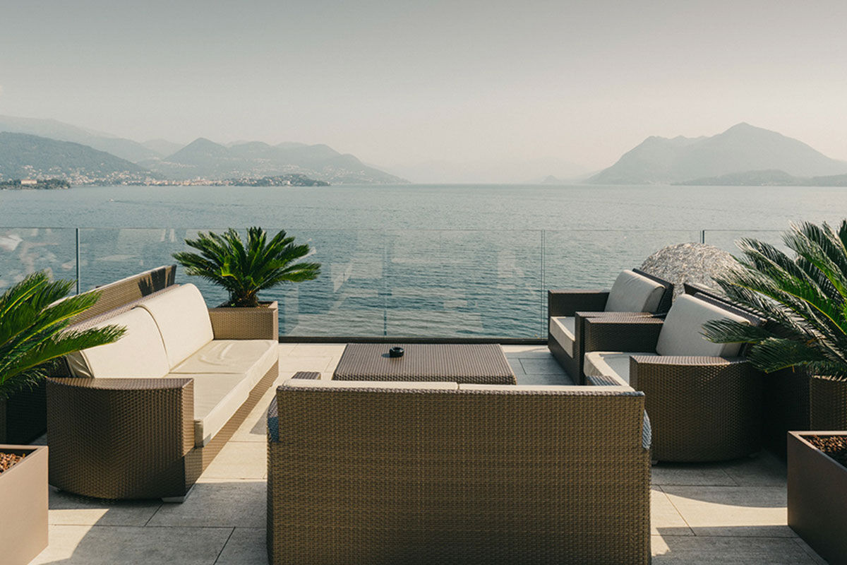 <b>Hotel La Palma, Stresa</b> - Sip a cocktail on the rooftop ‘Sky Bar’ or enjoy gourmet Piedmont cuisine at the on-site restaurant. Hotel La Palma has a panoramic spa and pool, offering breathtaking views of Lake Maggiore.