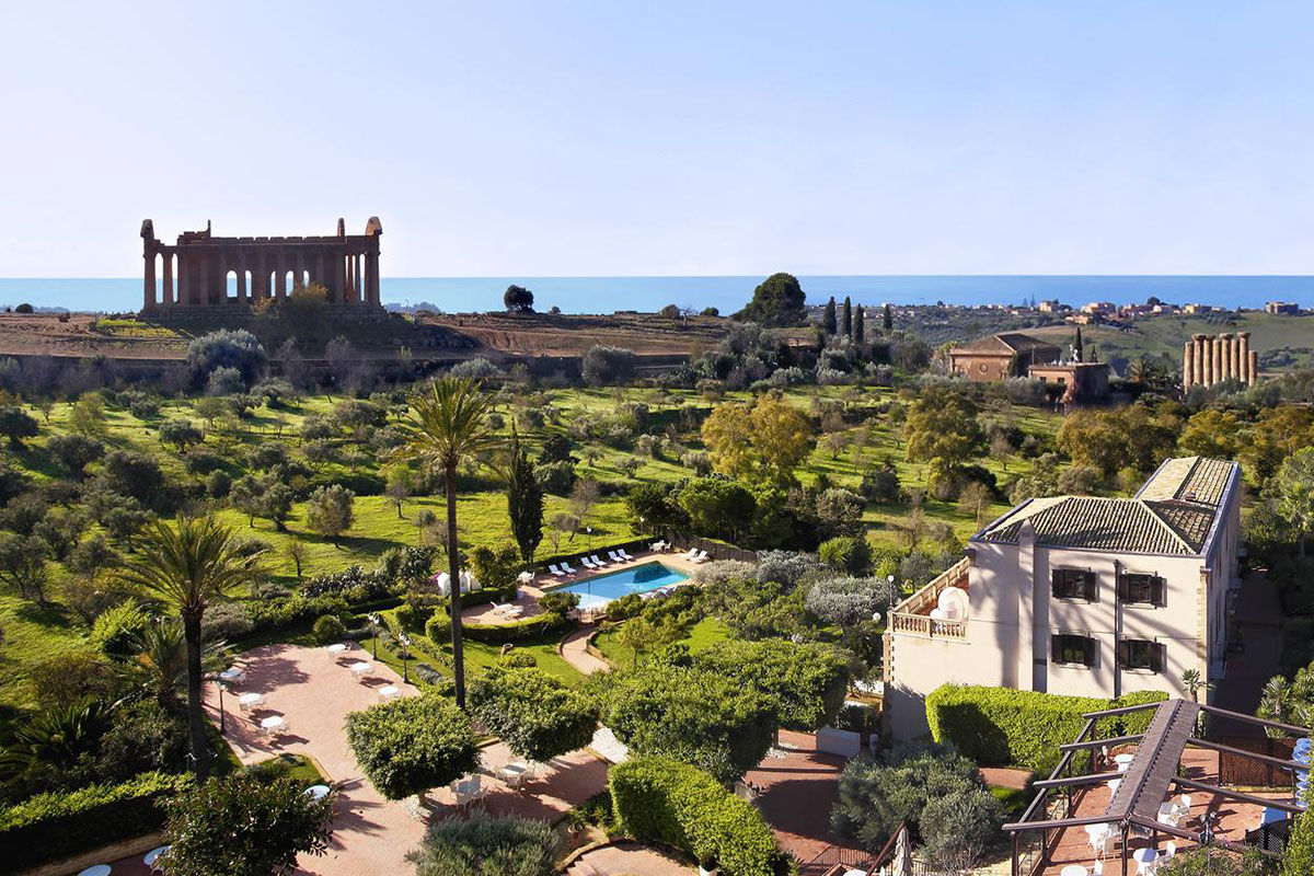 <b>Villa Athena, Agrigento</b> - With views of the Temple of Concordia (only 200 meters away) from nearly every corner of the hotel, this classy dwelling speaks for itself. The lush grounds, sophisticated rooms, pool, and terrace restaurant bring elegance to this UNESCO World Heritage Site.
