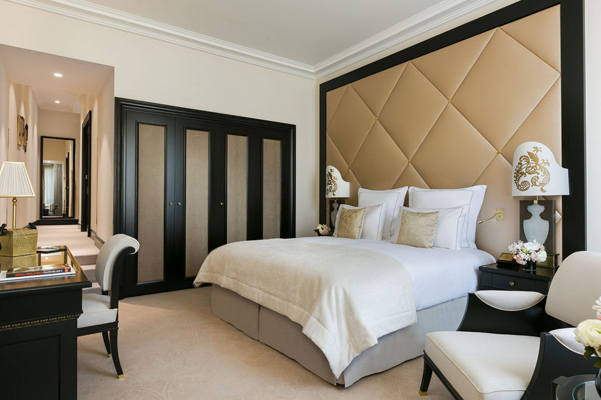 <b>Hotel Barriere Le Fouquet’s</b> - Only a 2-minute walk from the Avenue des Champs-Elysees, this upscale and moody hotel is set in a grand Napoleon III building, beckoning all who walk by. The curtains are velvet and silk, the pool features dark, stately pillars, and the luxurious rooms show off their mahogany woodwork and precious leathers.