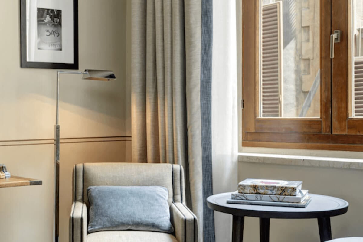 <b>NH Collection Firenze Palazzo Gaddi</b> - Set inside a historical Renaissance palace, this boutique hotel features embellished frescoes and paintings from the late-baroque Florentine artist Ranieri de Pace. There’s a stunning rooftop bar with views of the Duomo, and easy access to Florence’s main attractions.